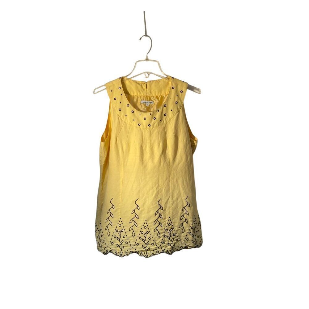 Jennifer Eden women’s vintage yellow embroidered tank top 16